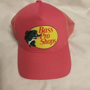 Bass Pro Shops Trucker Cap Hot Pink Adjustable Strap Mesh Fishing Baseball Hat